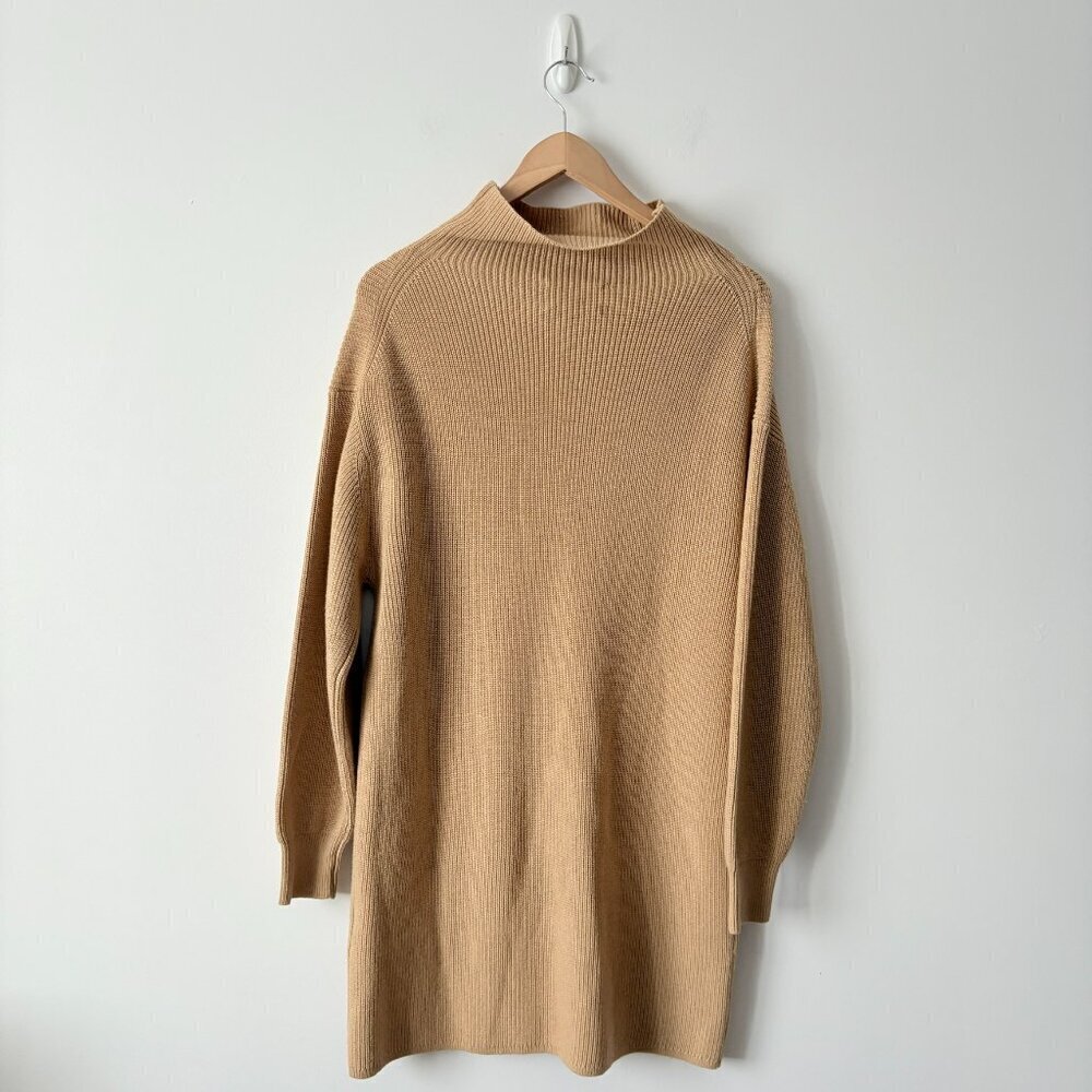 Aritzia Wilfred Montpellier Merino Wool Sweater Dress Sandy Beige Size Small - Picture 3 of 5